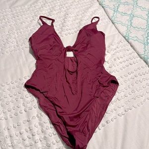 Sexy wine red one piece